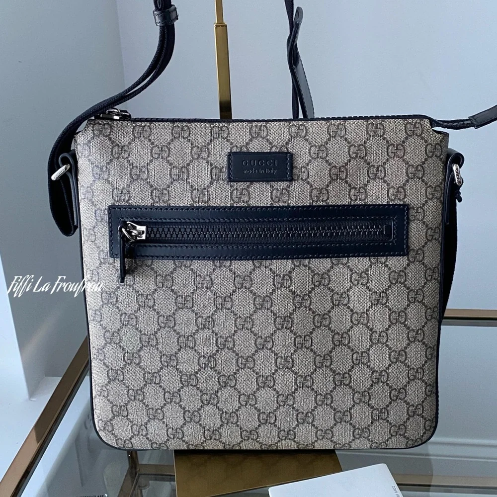Gucci Beige and Black Signature Messenger Bag